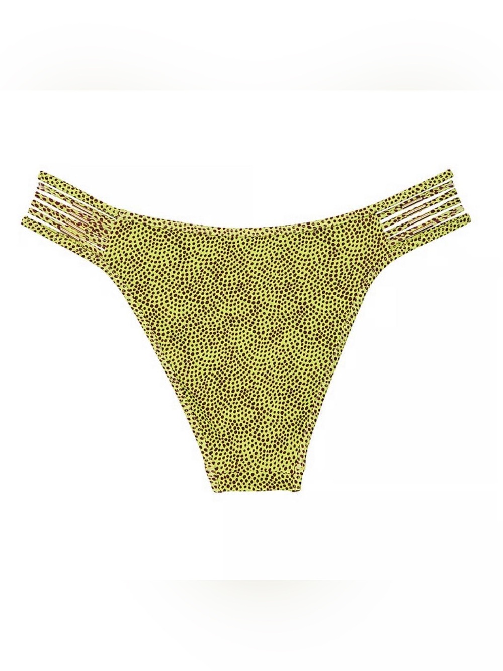 Victoria's Secret Neon Yellow Printed Strappy Bikini Bottom L